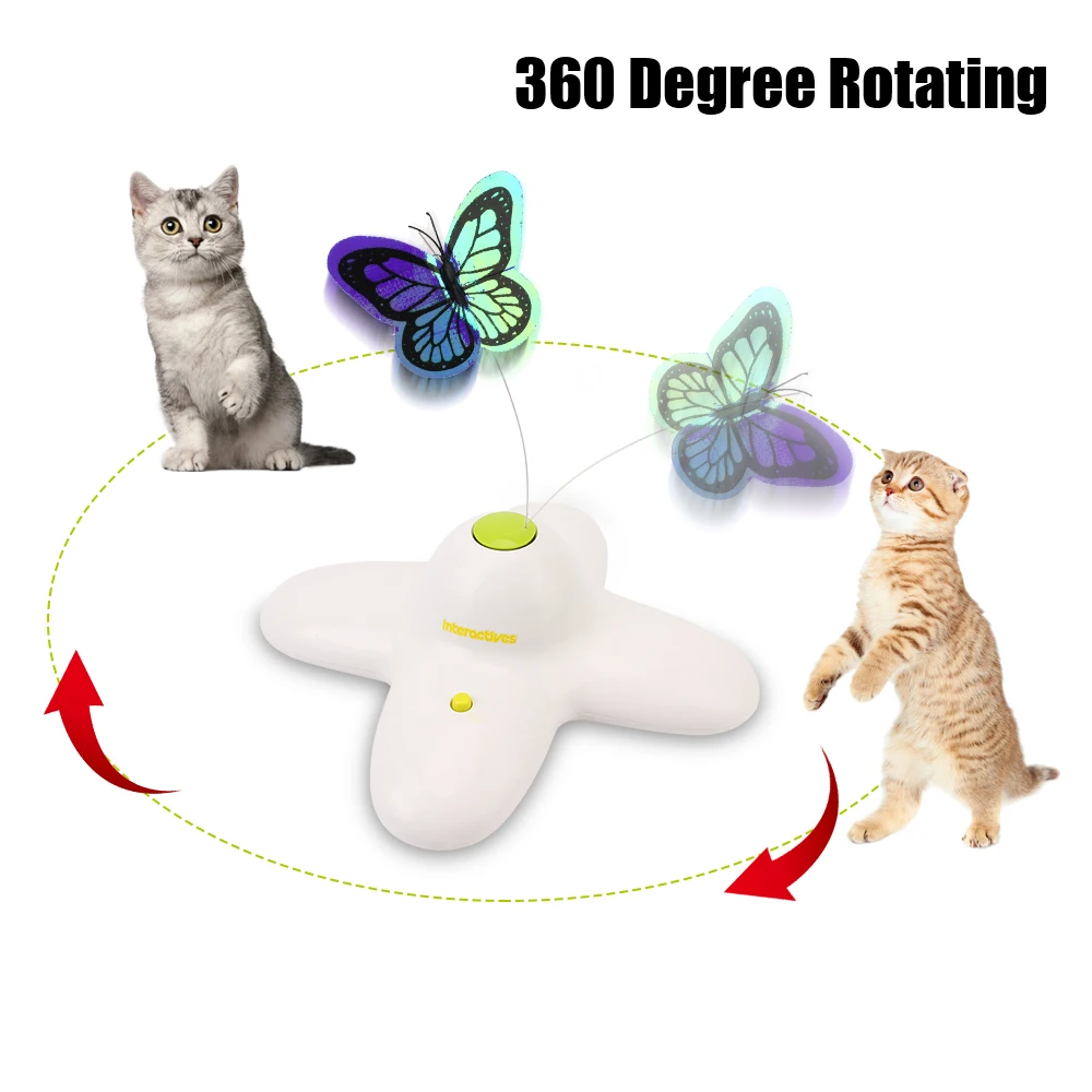 Cat Toy Automatic Interactive Flutter Bug Activated Butterfly Funny Toys Smart Flashing Puzzle Toy 360 Degree Rotating Motion - Image 6