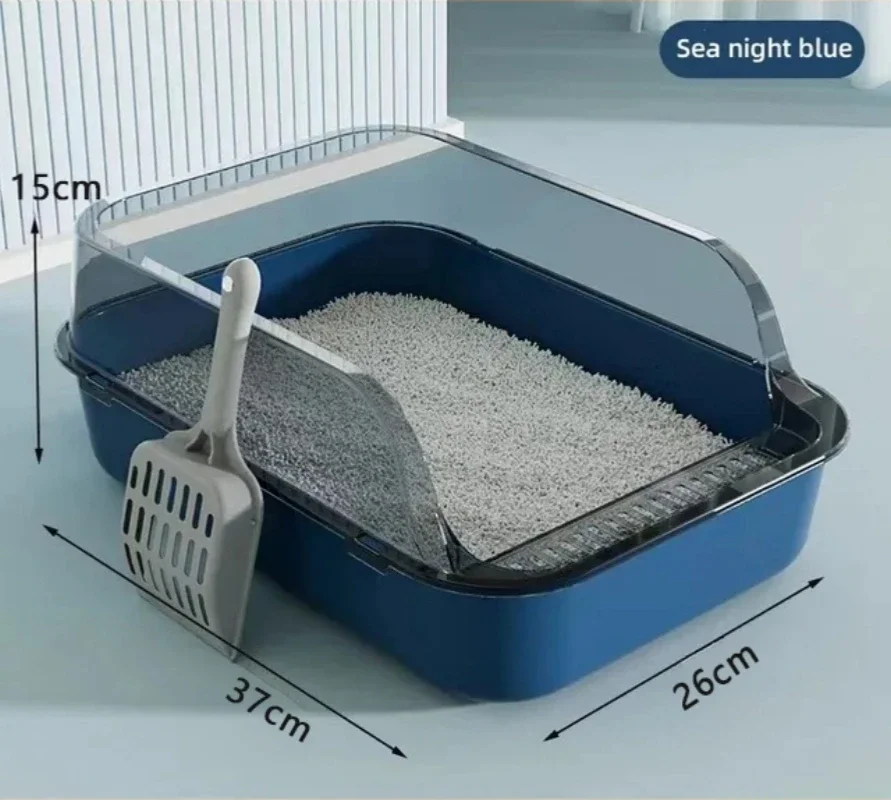 Kitty Sandbox Cat Litter Box Semi-enclosed Splashproof Cat Tray Cat Toilet Cleaning Basin Supplies Pet Toilet Kitten Tray Bedpan - Image 5
